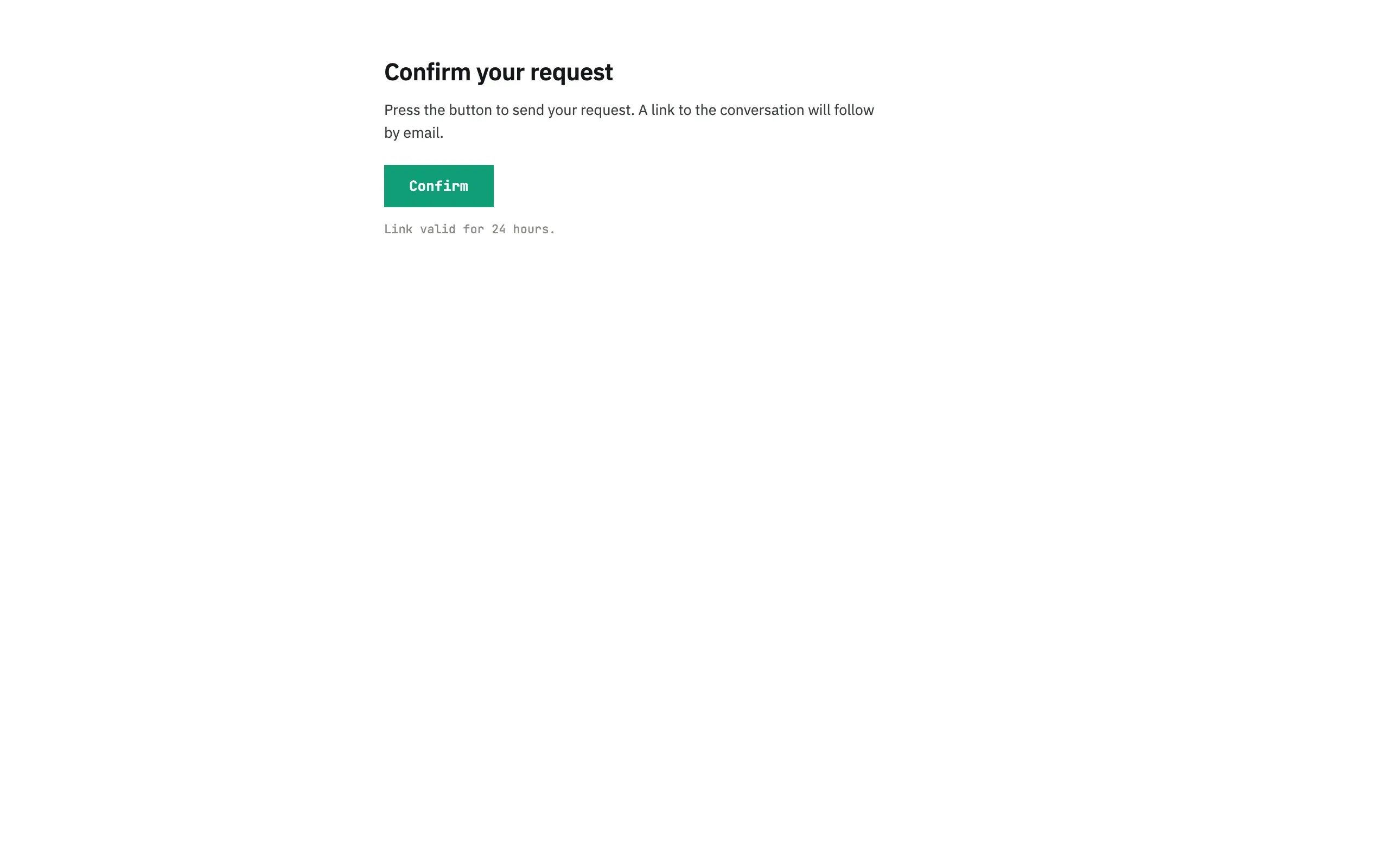 Confirmation page with the Confirm button