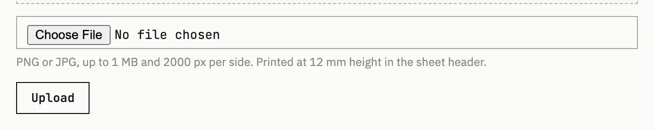 Logo upload field with a hint on format and size