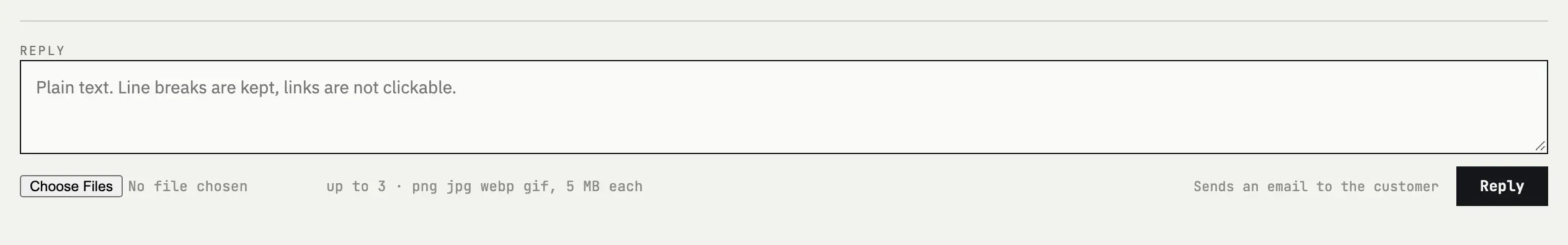 Reply form with the image field and the Reply button
